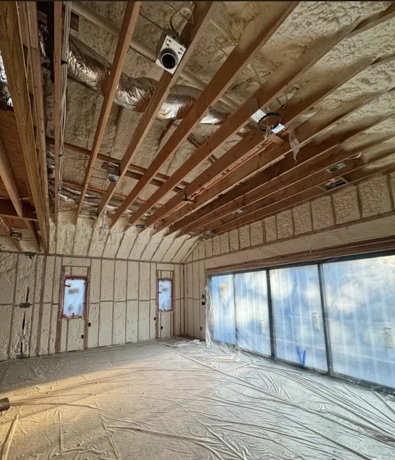 Interior walls and ceiling insulated with spray foam during new construction in Deltona